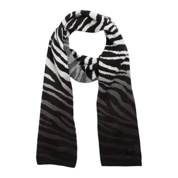 Michael Kors Womens Black White Dip Dye Tiger Striped Rectangle Dress Scarf New - Picture 1 of 7